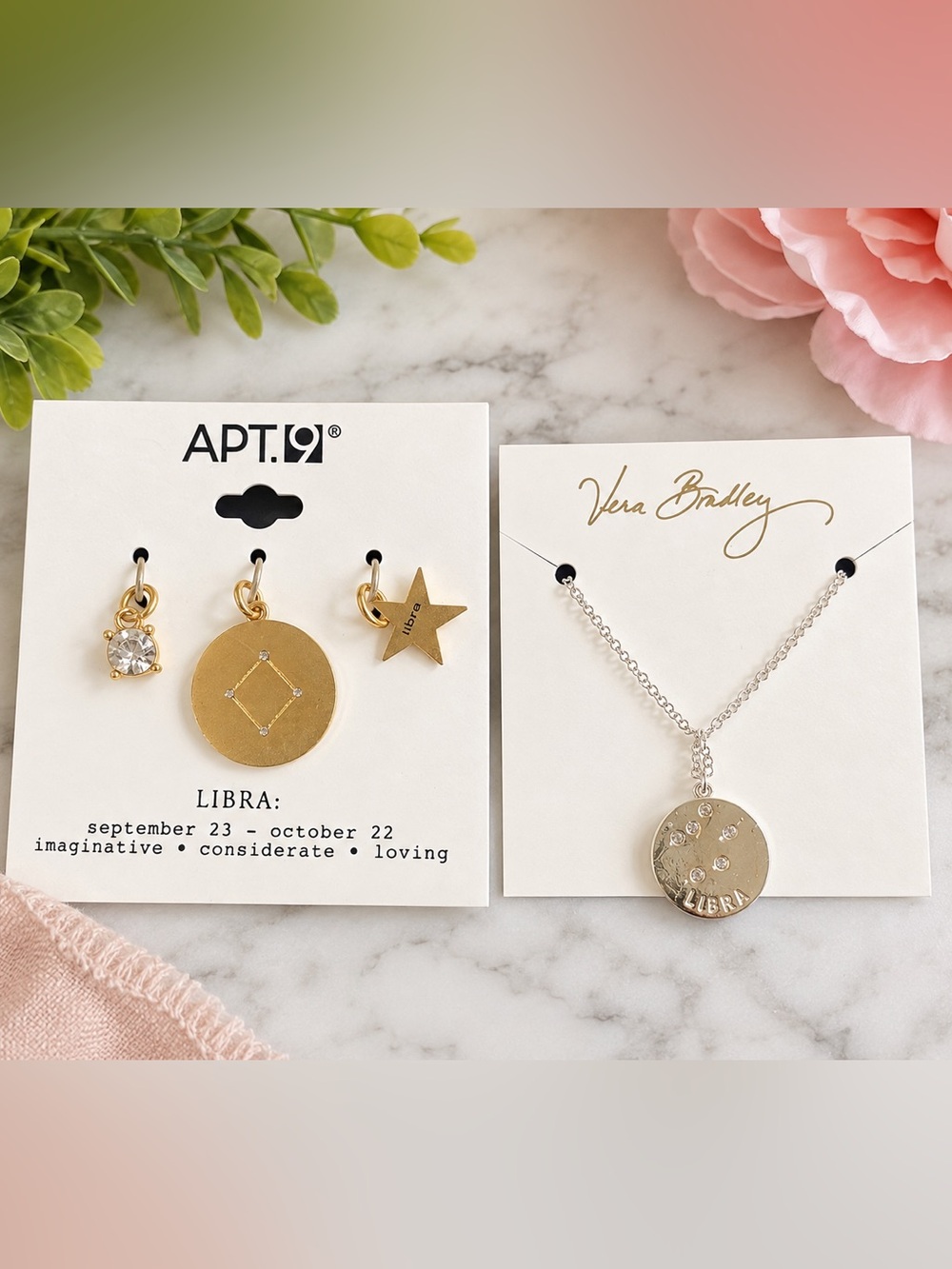 $46 Vera Bradley Apt. 9 Libra Pendant silver necklace gold charm Set cute gift